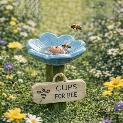 Bee Watering Station for Garden 1-Pack, Flower Bee Water Feeder, Ground Stake Pollinator Watering Station for Yard, Flower Bed, Planter - color: Monochrome