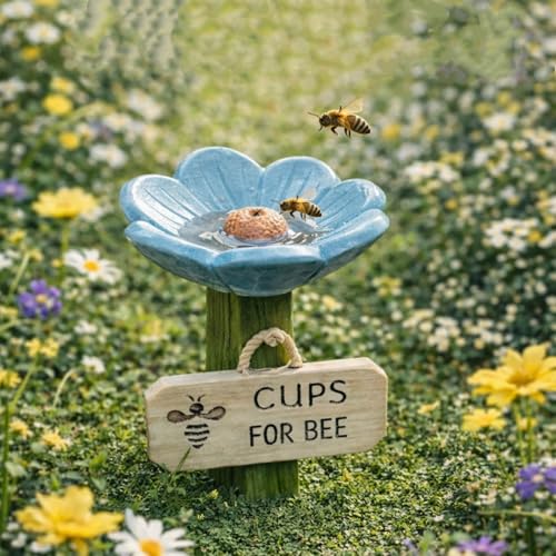 Bee Watering Station for Garden 1-Pack, Flower Bee Water Feeder, Ground Stake Pollinator Watering Station for Yard, Flower Bed, Planter - color: Monochrome
