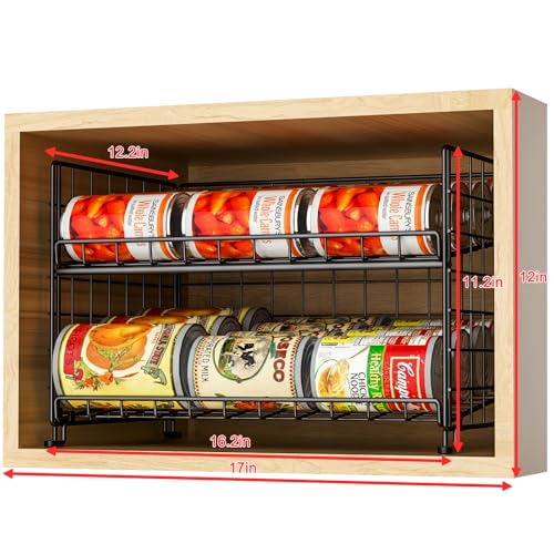2-Pack Stackable Rack Organizer, Storage for Kitchen Pantry Cabinet, Holders for Food, Multifunctional Dispenser for Snacks Soda - size: 2 Tier-2 Pack