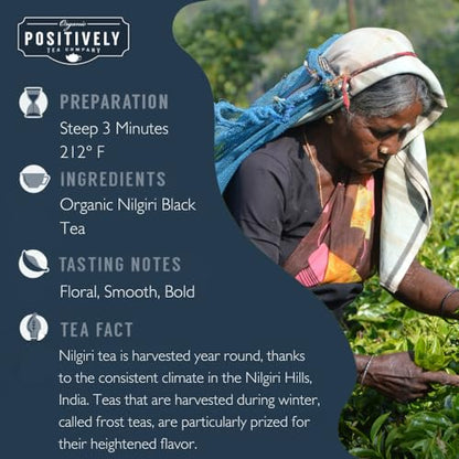 Organic Positively Tea Company, Nilgiri FBOP Black Tea, Loose Leaf, 4 Ounce - size: 4 Ounce (Pack of 1)
