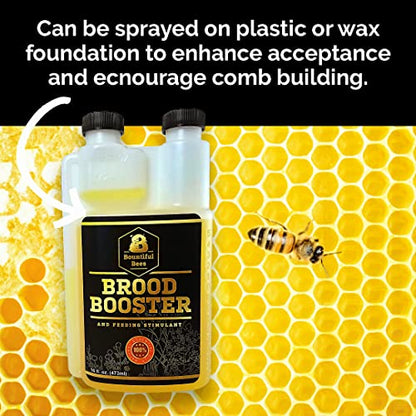 Brood Booster & Feeding Stimulant – 16 oz – Natural Honey Bee Supplement – Boosts Colony Growth – Prevents Syrup Fermentation – Aids Comb Building – Great for Nucs & Swarms - size: 16 Ounce