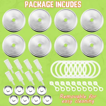 Tessco for you 8 Set Fermentation Kit, Wide Mouth Fermentation Lids and Weights, Airlocks and Silicone Rings for Mason Jars Making and Storing Sauerkraut Probiotic Food (No Jars)