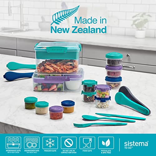 Sistema To Go Collection Mini Bites Small Food Storage Containers, 4.3 oz./127 mL, Pink/Green/Blue, 3 Count - size: 4.39oz