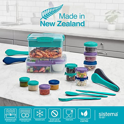 Sistema To Go Collection Mini Bites Small Food Storage Containers, 4.3 oz./127 mL, Pink/Green/Blue, 3 Count - size: 4.39oz
