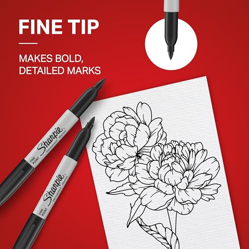 Sharpie Permanent Markers, Fine Tip, Black, 5 Count - Quick Drying, Fade Resistant - size: 5 Count (Pack of 1)