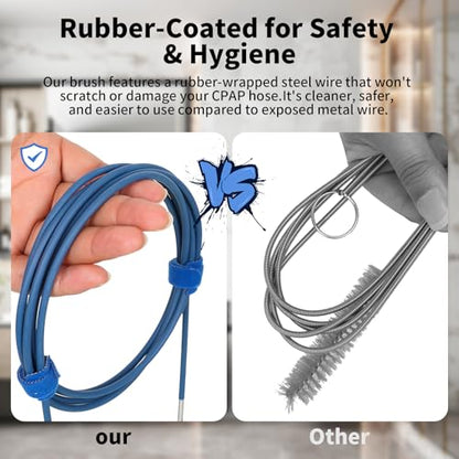 CPAP Cleaner Kit - Dedicated Basin & Flexible Tube Brush | CPAP cleaning kit: dedicated basin, long brush, drying hook, gloves & mask tool. BPA-free. Fits all tubing.
