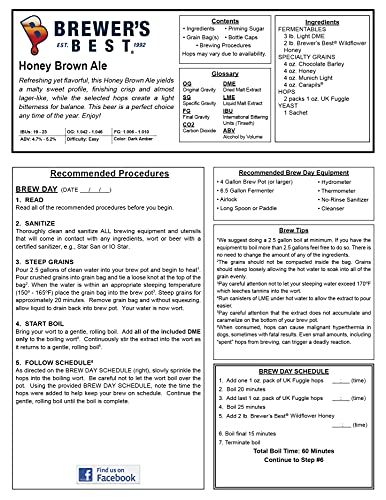 Brewer's Best Honey Brown Ale Beer Ingredient Kit