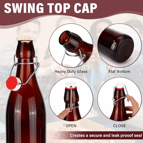 Aoriher 12 Pcs 25 oz Amber Glass Bottles, Swing Top Glass Brewing Bottles with Airtight Lids for Home Brewing, Vanilla Extract, Kombucha, Beer, Kefir, Beverage, Water, Soda - color: Amber, Red