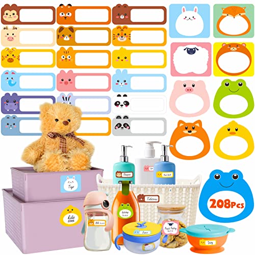 208 PCS Baby Food Labels, 26 Adorable Designs Removable Food Name Stickers Self-Adhesive Water/Oil/Tear Resistant for Baby, Kids, Toddlers Food Containers, Water Bottles, School Supplies, Mason Jars - color: Style 3