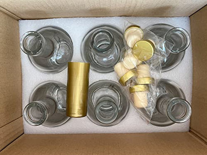 Clear Glass Bottles 12 oz - 375ml [Pack of 6] for Wine Beverages Drinks Oil Vinegar Kombucha Beer Water Soda with Cork Stopper Airtight Lid - size: KC-Short-12oz-6pic