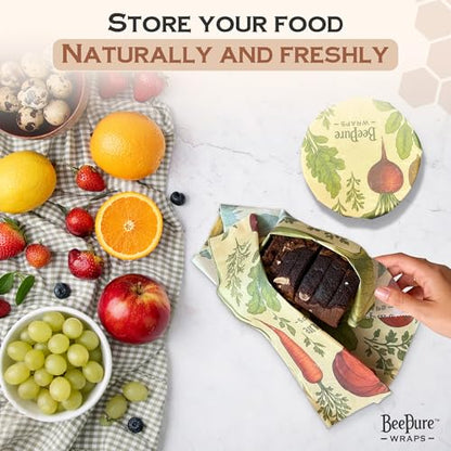 Reusable Beeswax Food Wrap Roll – Bees & Veggies (15”×80”)