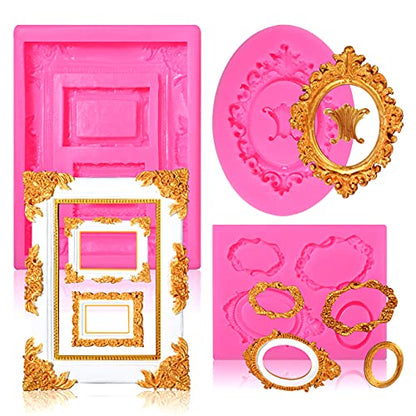 Sakolla Photo Frame Silicone Mold - 3 Pack Picture Fondant Candy Chocolate Molds Cake Decorating, Sugar, Gum Paste, Chocolate, Cookies, Resin, Polymer Clay - Pink - color: Photo Frame/Red