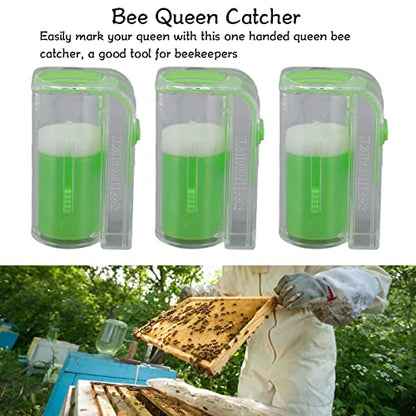 3Pcs Bee Queen Marking Catcher, Plastic One Handed Queen Bee Marking Cage, Bee Queen Marker Bottle Beekeeping Tools for Beekeepers (Green) - color: Green