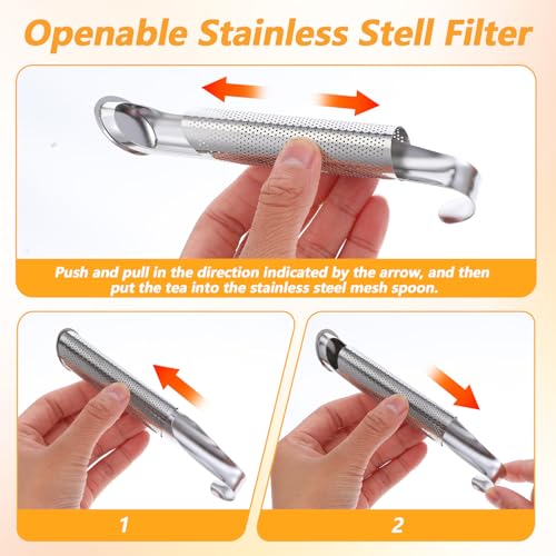 3Pcs Tea Infuser Fine Mesh Strainer Tea Steeper for Loose-Tea Stainless Steel Long Handle Infuser for Coffee Spices Seasonings, Silver