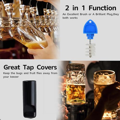 Draft Beer Tap Plug Brush 32PACK Beer Faucet Cap Plug Keg Taps Beer Tap Plugs Cleaning Rubber Stopper Plug Tap Soother Sanitary Covers - style: 30pcs Faucet Plug+2pcs Tap Cover