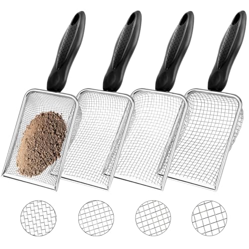 4 Pcs Gardening Soil Sifter with Handle | 2/2.8/3.8/5 mm Mesh, Portable, For Sand Soil Dirt Compost, Shape Garden Sieve - color: 4 Set
