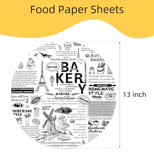 13" Round Food Paper Sheets (100 Pack) - Premium Deli Paper Sheets - Greaseproof Liners for Food Boats - Pre Cut Sandwich Wrappers - Food Basket Sheets for Baking, BBQ, Picnic, Festival - color: 13" Round