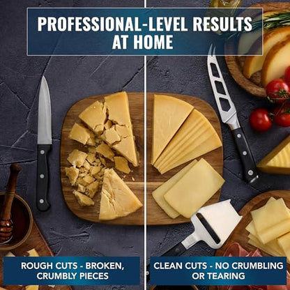 Cutluxe 2-PCS Cheese Knife Set – 5″ Stainless Steel Knife & 3.5″ Slicer for Soft & Hard Cheeses - Sharp Blades, Pronged & Non-Stick, Pakkawood Handles - Cheese Knives For Charcuterie Board - size: Cheese Knife Set