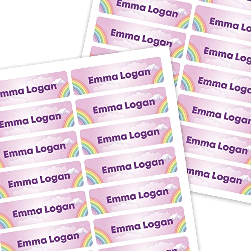 Mini Labels 1.5”x0.4” - 198-Pack Custom Name Stickers - Personalized Waterproof Labels for Bottles, Food Containers, School Supplies and More – Dishwasher/Microwave Safe – Rainbow - color: Rainbow, size: 198 Labels