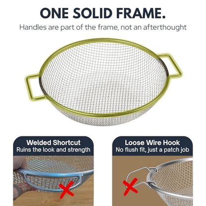 Round Soil Sifter for 5-Gallon Bucket (1/4-inch Mesh), Stainless Steel Garden Sieve with Handles - size: 1/4 inch