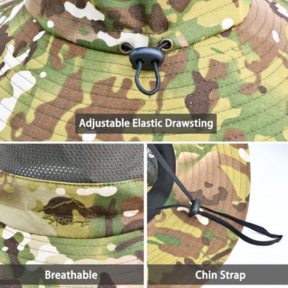 Sun Hats for Men Women Fishing Hat UPF 50+ Breathable Wide Brim Summer UV Protection Hat - color: Camo Green