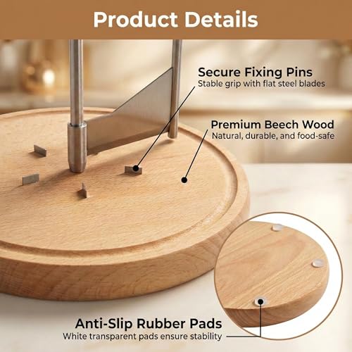 Cheese Curler Wheel for Tête de Moine & Chocolate - Swiss Style Girolle Cheese Shaver with Sharp Stainless Steel Blade and Solid Wood Base, Rotary Slicer for Charcuterie Boards, Parties & Gifts