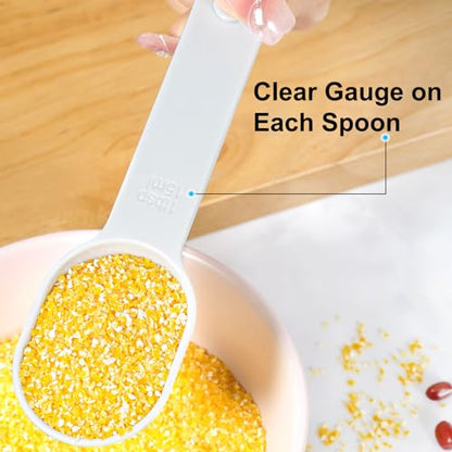 Stackable 10-Piece Measuring Cups and Spoons Set with White Lids | Kitchen gadgets for cooking & baking. Includes 10 stackable cups & spoons. Dishwasher-safe. For liquid & dry, multicolor - color: 10 Piece - Yellow and White