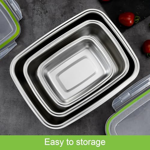 UPTRUST Stainless Steel Food Storage Containers | Leak Proof & Airtight Lids | Set of 9 Containers, Dishwasher & Freezer Safe - size: Set of 9 Containers