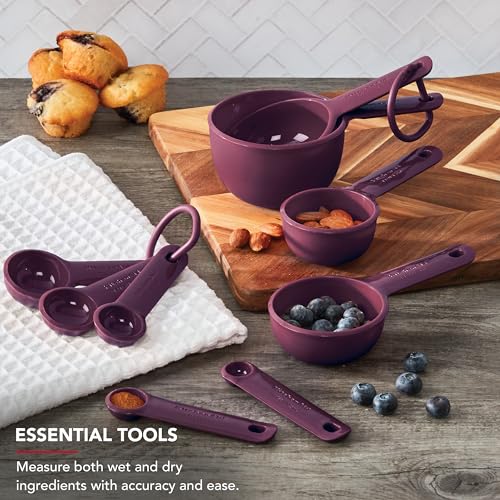 KitchenAid Measuring Cups and Spoon Set, Beetroot, 9-Piece - color: Beetroot
