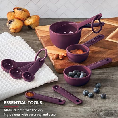 KitchenAid Measuring Cups and Spoon Set, Beetroot, 9-Piece - color: Beetroot