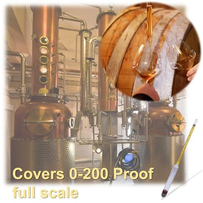 3Pcs Hydrometer Alcohol 0-200 Proof Tralle - Accurate, Easy-to-Use Alcohol Tester for Moonshine Distilling, Home Brewing & Liquor | Alcoholmeter for All Skill Levels