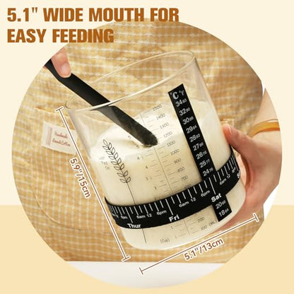 50oz Sourdough Starter Jar Kit, Wide Mouth Sourdough Container, Extra-Large Capacity Sourdough Jar for Sour Dough Bread, Sourdough Starter Kit(1Pack) - size: Set of 1 & 1 spoon