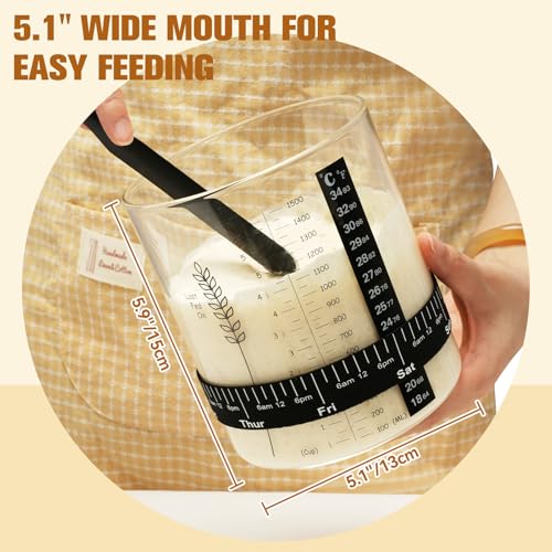 50oz Sourdough Starter Jar Kit, Wide Mouth Sourdough Starter Container for Perfect Sour Dough Bread, Extra-Large Capacity Sourdough Jar, Sourdough Kit(2 Pack) - size: Set of 2 & 2 spoons