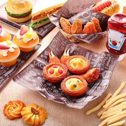 Outus 600 Pcs 12 x 12 Inch Deli Wax Paper Sheets Grease Resistant Tray Basket Liners Newsprint Paper Water and Grease Proof Sandwich Wrapping Square Hot Dog Wrappers for Food Baking (Coffee Color) - color: Coffee Color