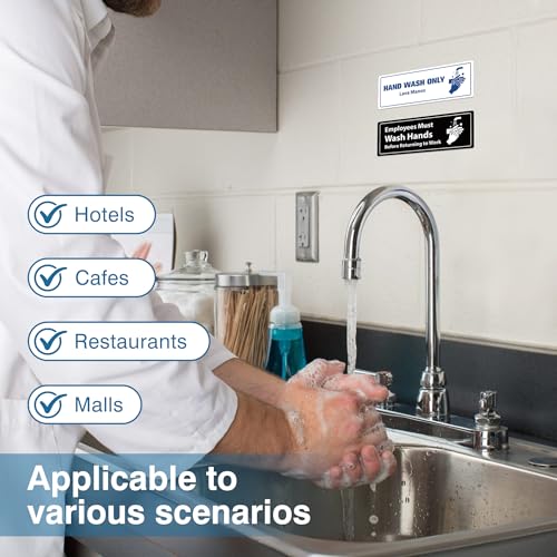 5PCS Wash Rinse Sanitize Sink Labels Stickers, Waterproof Employees Must Wash Hands Sign, Supplies for 3 Compartment Sink,Wash Station, Kitchens, Restaurant, Food Trucks,Office - color: Wash Rinse Sanitize Sink Lables 372