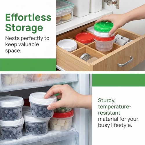 EONJOE 8oz Small Plastic Freezer Food Containers with Lids, 1 Cup, 12pcs | Airtight & BPA-free for fresh food. Dishwasher/freezer safe, perfect for daily meal prep, portion control,snacks on-the-go. - size: 8oz
