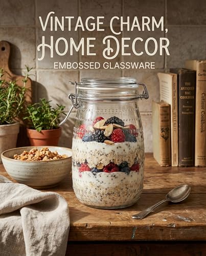 32 oz 6Pack Glass Mason Jars with Airtight Clip-Top Lids, Wide Mouth Reusable Glass Canning Storage Containers Jars for Kitchen, Jams, Pickling, Coffee Beans & Meal Prep (32 oz)