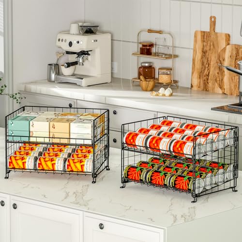 2-Pack Stackable Rack Organizer, Storage for Kitchen Pantry Cabinet, Holders for Food, Multifunctional Dispenser for Snacks Soda - size: 2 Tier-2 Pack
