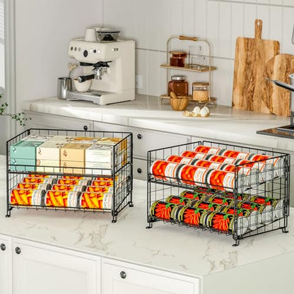2-Pack Stackable Rack Organizer, Storage for Kitchen Pantry Cabinet, Holders for Food, Multifunctional Dispenser for Snacks Soda - size: 2 Tier-2 Pack