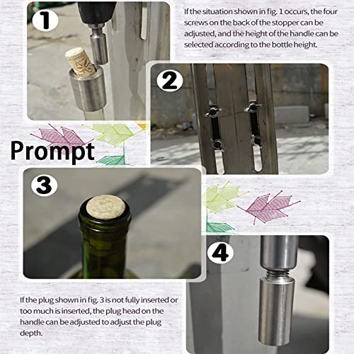 KEhtu Manual Bottle Capper Tool, Bench Top Stainless Steel Corkers Red Wine Bottle Capper with Two Plastic Size stoppers and Adjustable Auto Lever for Homebrew Soda Soft Drink Home Brew Beer