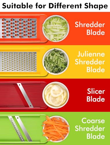 Geedel Professional Mandoline Slicer for Kitchen, Multi Purpose Vegetable Slicer Cutter, Vegetable Cutter Onion Cutter for Veggie Fruit Cheese - color: Red