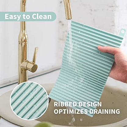 5pack Dish Drying Mat for Kitchen Counter, Extra Small Eco-Friendly Silicone Drying Mat, Easy Clean Heat Resistant Dish Mat, 6 inches x 12 inches, Mix Color