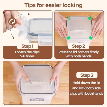 3 PCS Airtight Flour and Sugar Container for Pantry - 5lb Flour Capacity - 7.1 Inch Extra Wide Mouth Square Pantry Storage - Set of 3 (5.2L/5.5Qt) (2.5L/2.6Qt*2) - Stackable Baking Supplies Organizer - size: 5.5Qt/2.6Qt-Square