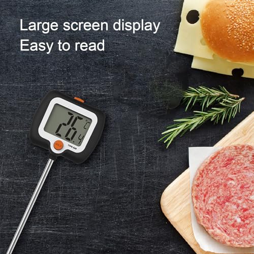 Fdit Digital Candy Thermometer, Read Food Thermometer with Pot for Deep Fry BBQ Oil Milk Chocolate 25cm Probe 58F to 572F (KT Black English with Clip Sleeve)