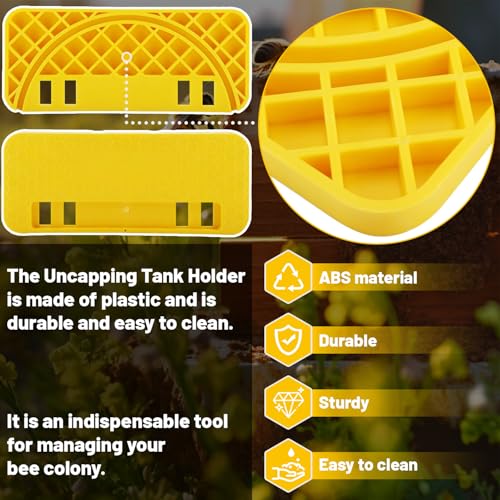 Uncapping Tank Holder- Plastic Honey Bucket Scraper Tool Stainless Steel Serrated Uncapping Knife Set Honey Harvesting Equipment