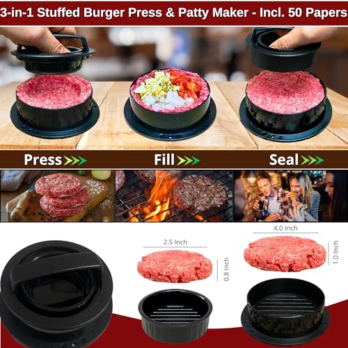 Gamalou® Smash Burger Press Kit: 7" Cast Iron Grill Press, 12" Melting Dome, 3-in-1 Patty Maker, 4.3" Spatula & 4" Scraper, Griddle Accessories for Blackstone, Grills, Flat Top, BBQ, Fry Pan