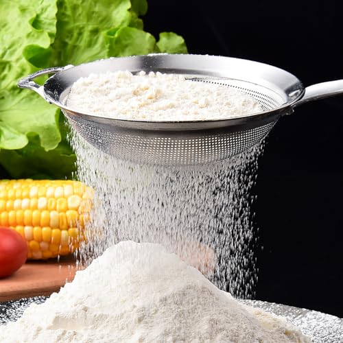 3 Pieces Spider Strainer Skimmer Spoon Set, Fine Mesh Stainless Steel Sieve Food Strainers, Large Hole Slotted Colander Frying Spoons, Strainer Ladle Wire Skimmer Spoon with Handle for Kitchen