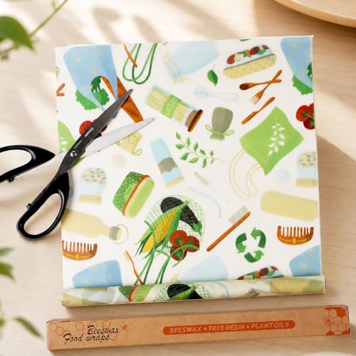 Beeswax Wraps for Food - 12 x 40" Wax Paper Sheets for Food Reusable Beeswax Food Wraps for Food Preservation & Storage Organic Wax Paper Roll for Cheese, Sandwich, Bread - color: Green