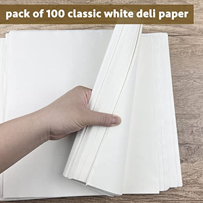 CAMKYDE Deli Paper Sheets 12" X 12" 100PK, Grease Proof Sandwich Wrapping Paper (White) - color: White