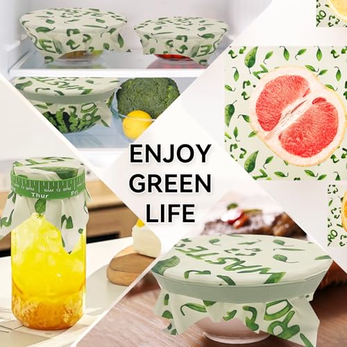 Reusable Beeswax Bowl Covers with Elastic Bands, 3 Sizes Washable Food Wraps for Bread Proofing, Lunch Packing, Cheese, Fruit, Vegetables and Leftovers